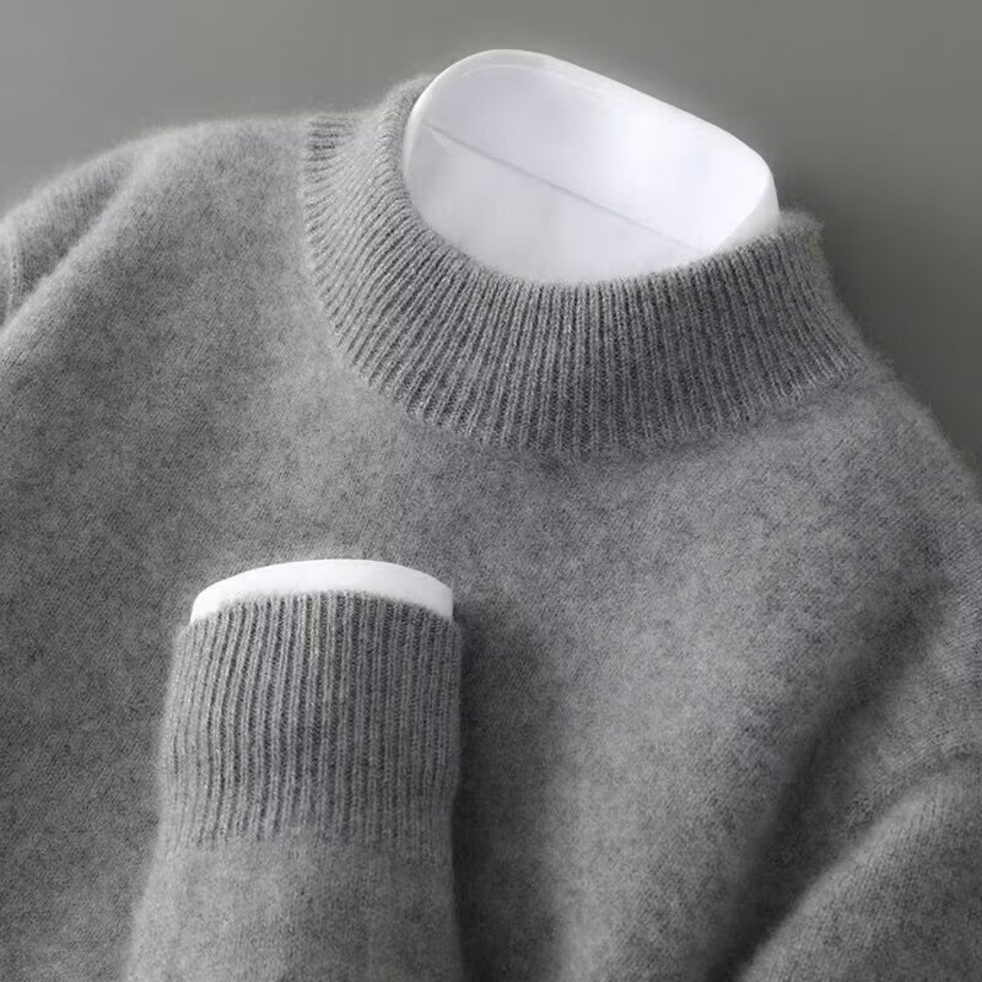 Men’s Cashmere-Feel Knit Sweater – Soft Turtleneck Jumper