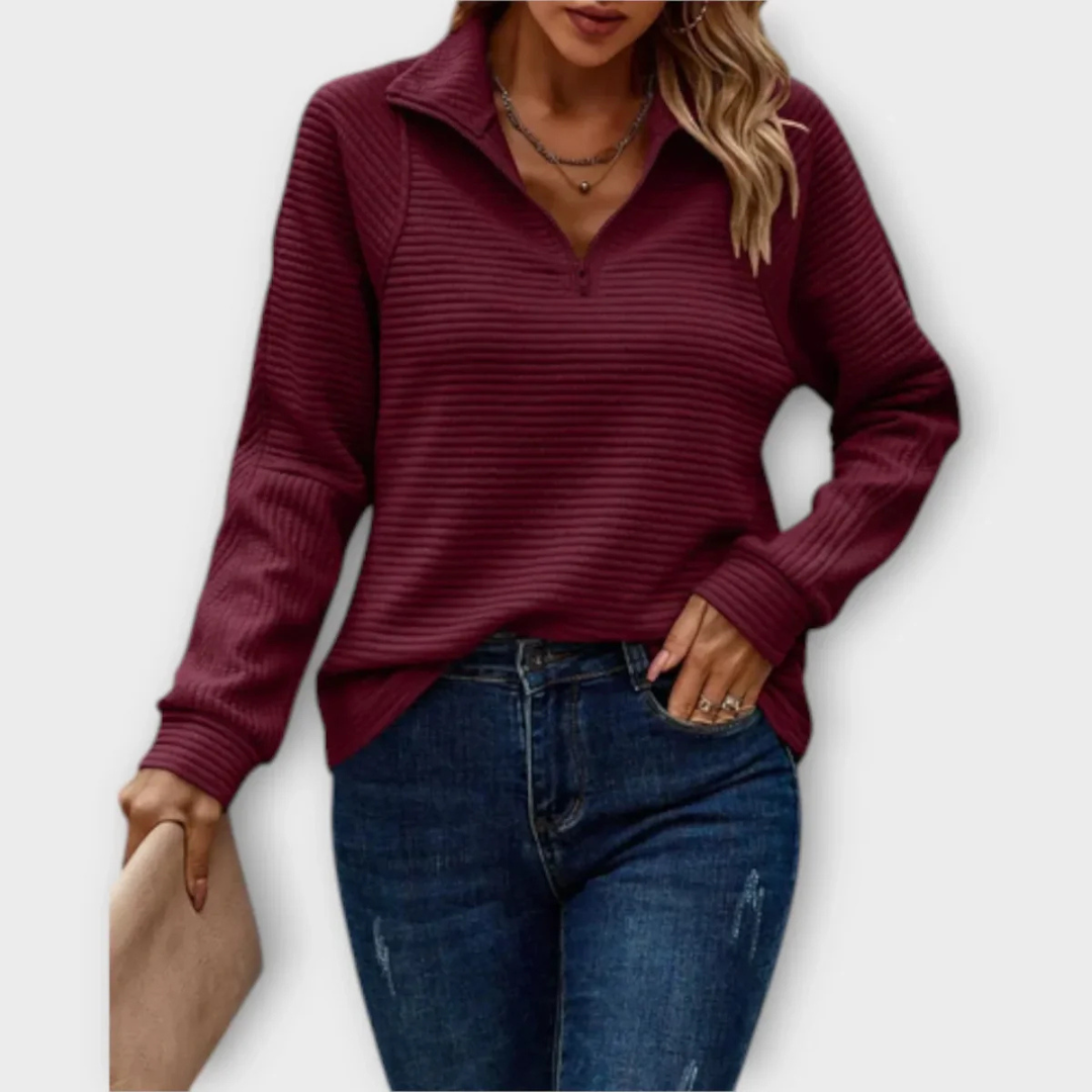Half-Zip Sweater with V-Neck – ZipLuxe Pullover