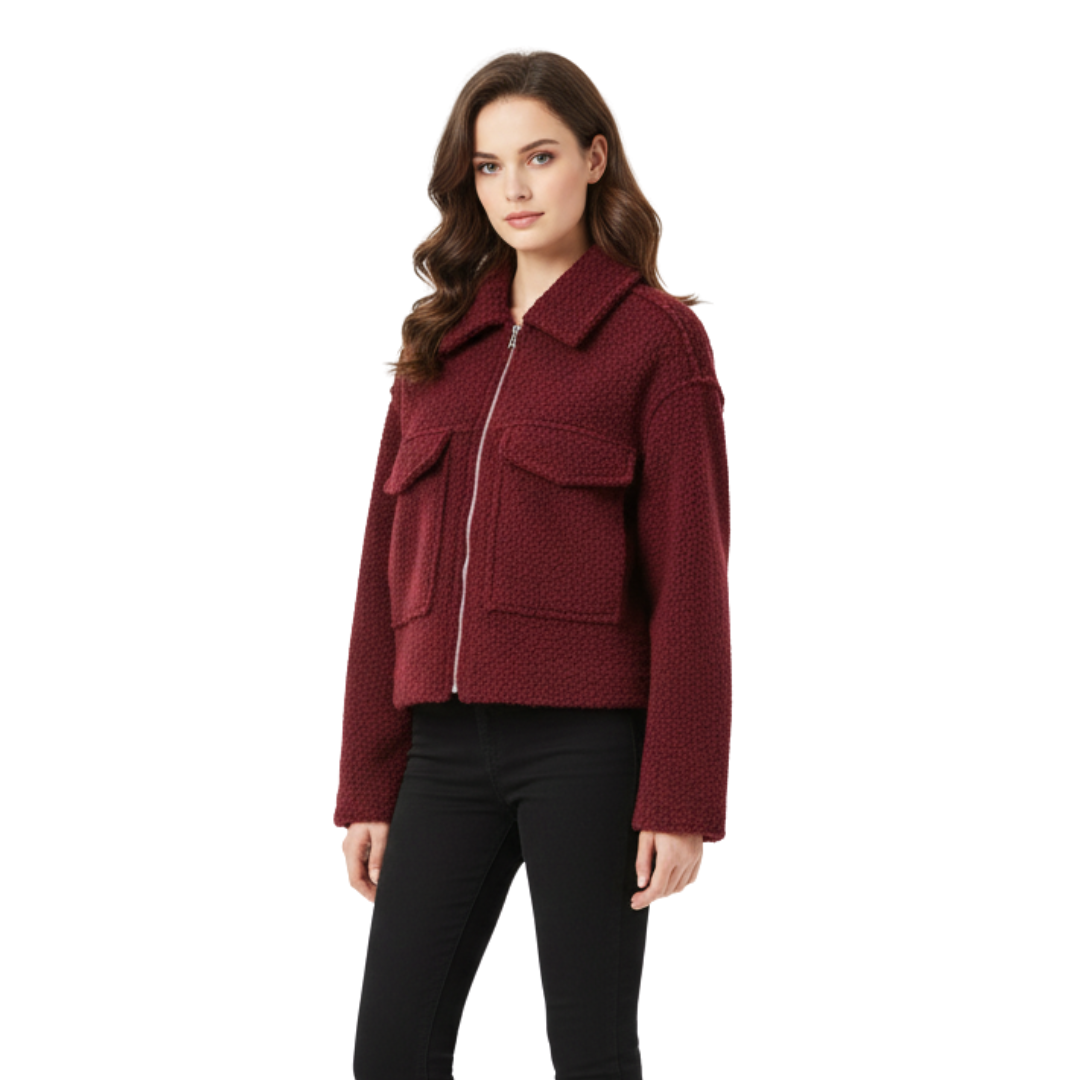 Women’s Zip-Up Fleece Jacket – Westmere SoftWool Pocket Coat