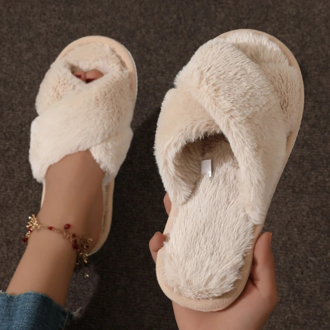 Slipper for Women – CloudCross Open-Toe Indoor Fur Slides