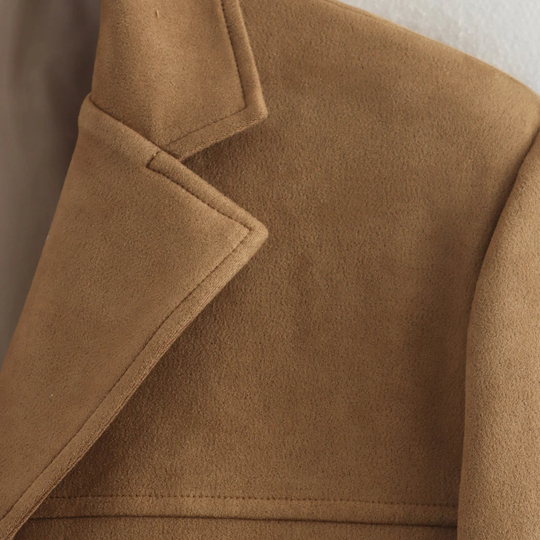 Women’s Single-Breasted Wool Coat – Tailored Long Overcoat