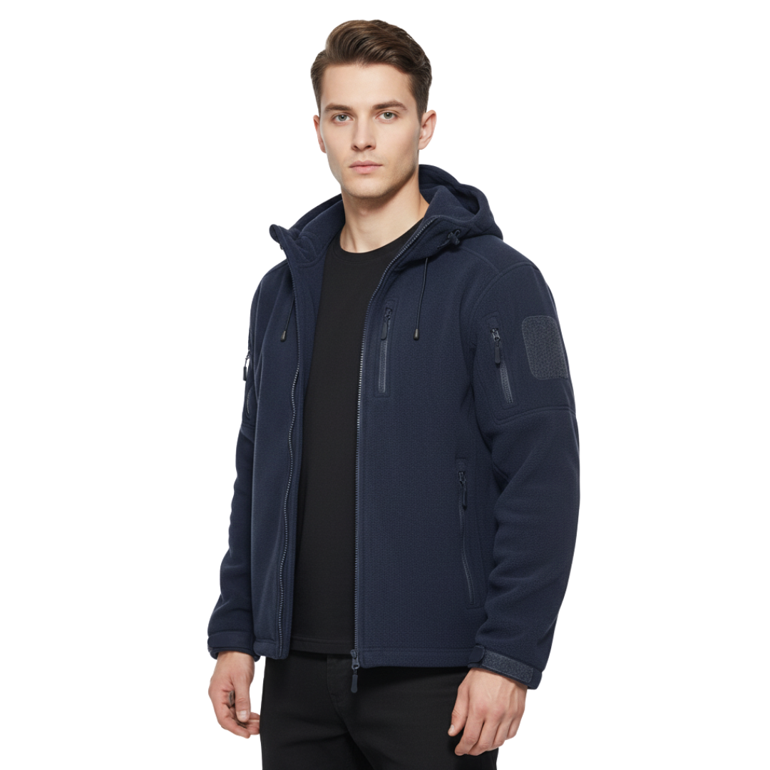 Men’s Windproof Hooded Fleece Jacket – Warm Outdoor Softshell