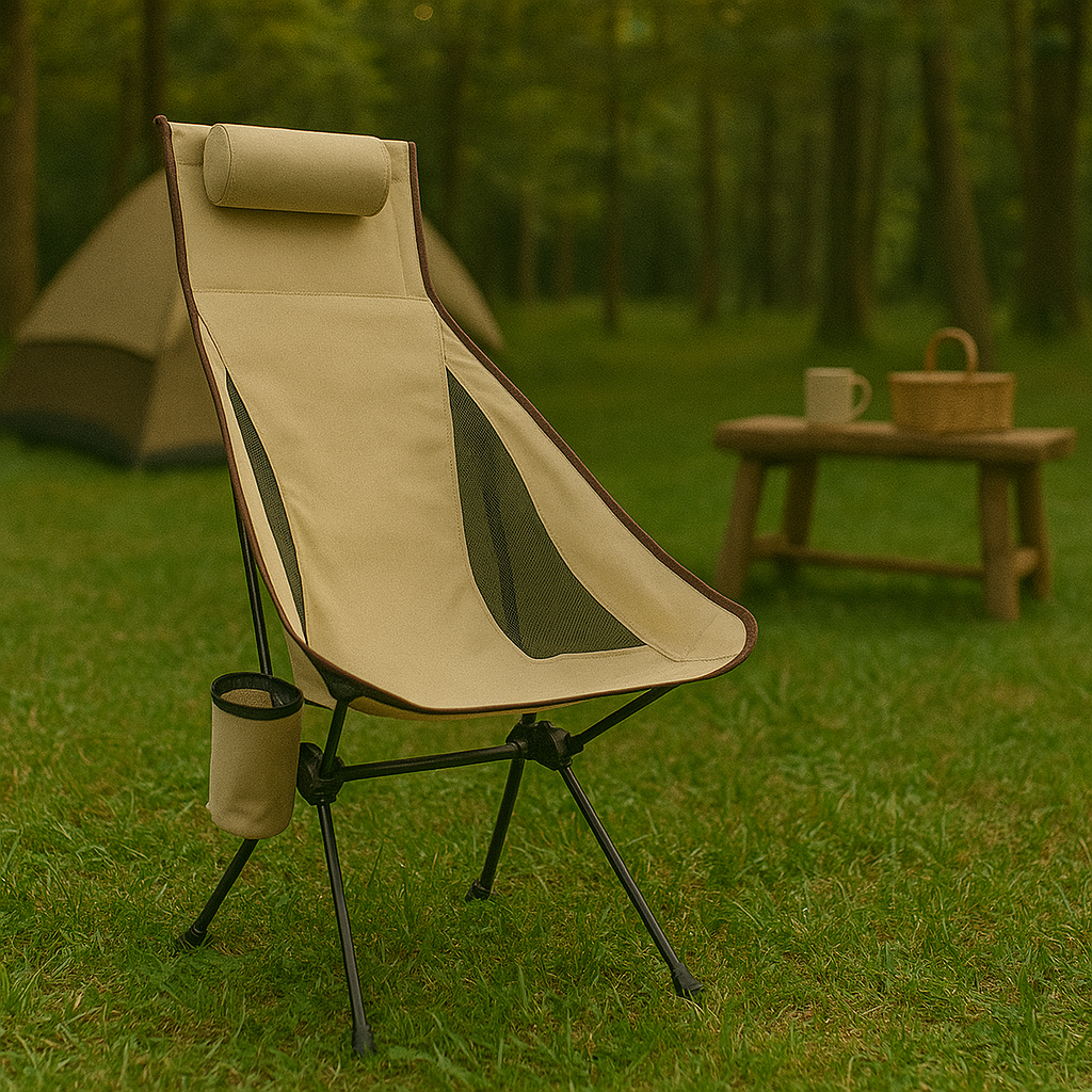 Folding Chair with Headrest & Aluminium Frame – CampNest Chair