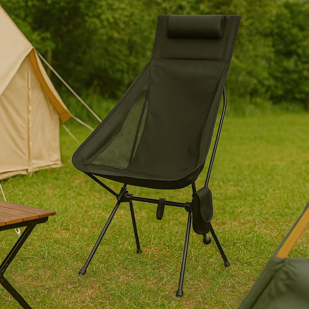 Folding Chair with Headrest & Aluminium Frame – CampNest Chair