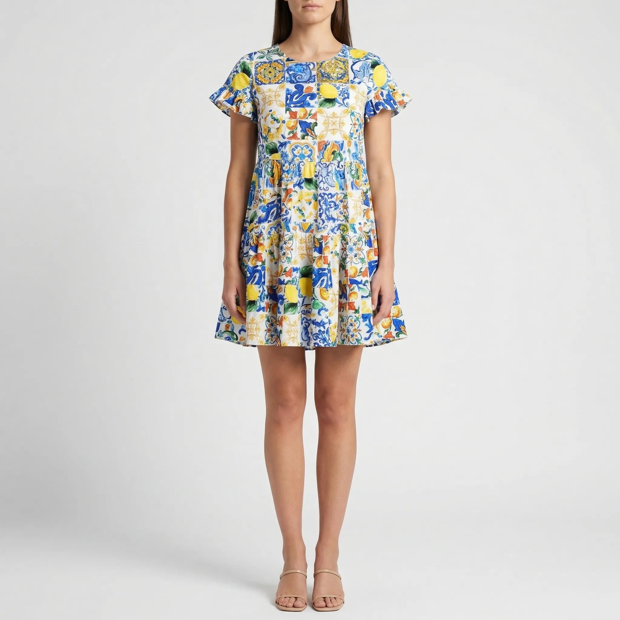 Nordspur | Amalvera Printed A-Line Flare Sleeve Mini Dress