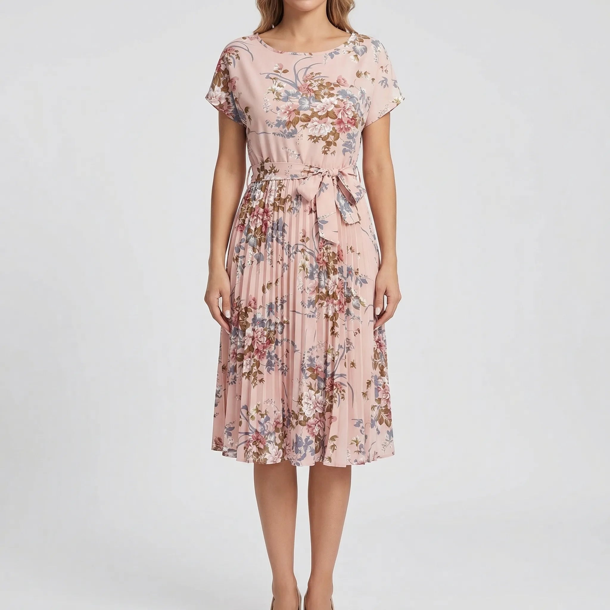 Nordspur | Blossara Retro Floral Pleated Midi Dress