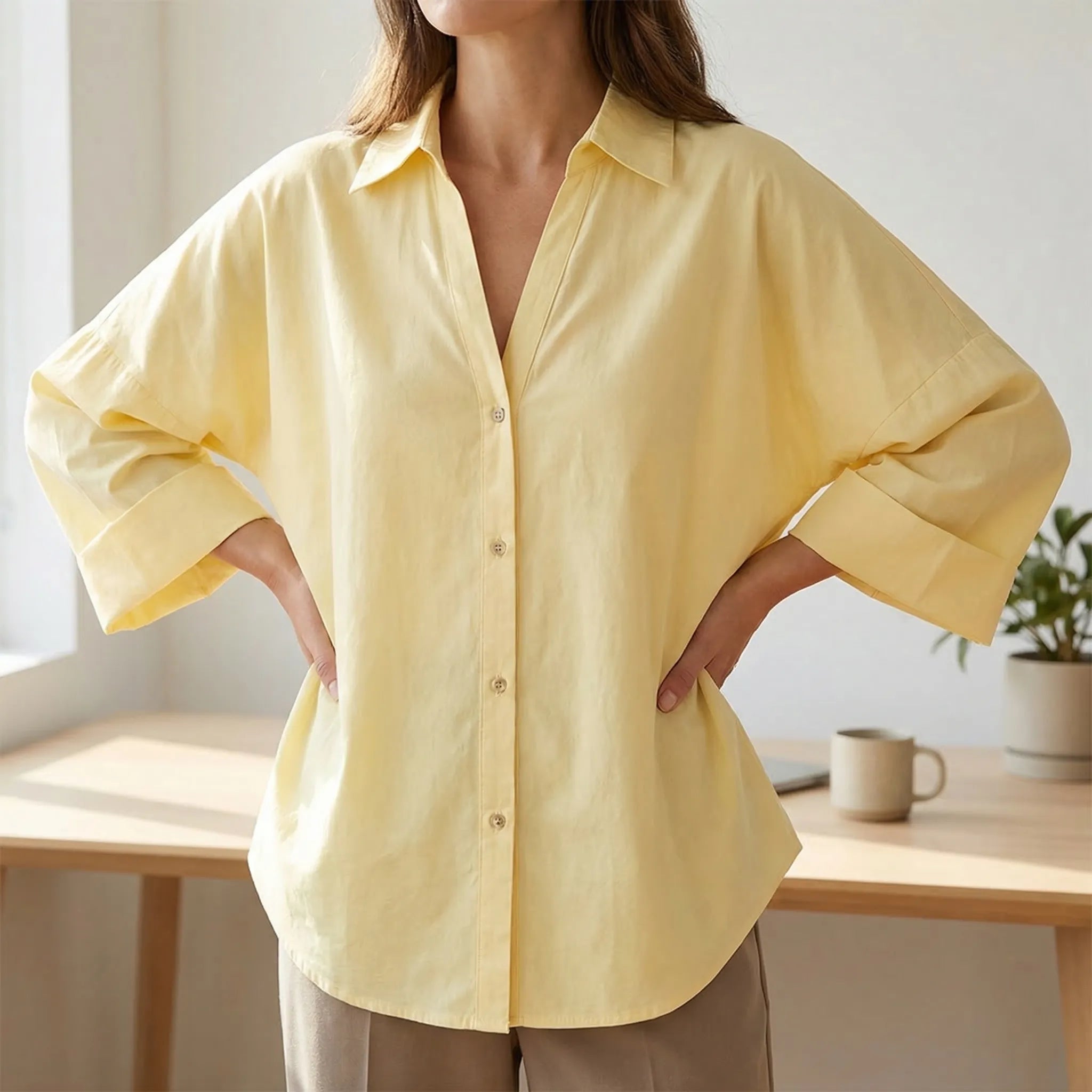Nordspur | Blousette Long Sleeve V-Neck Loose Fit Blouse