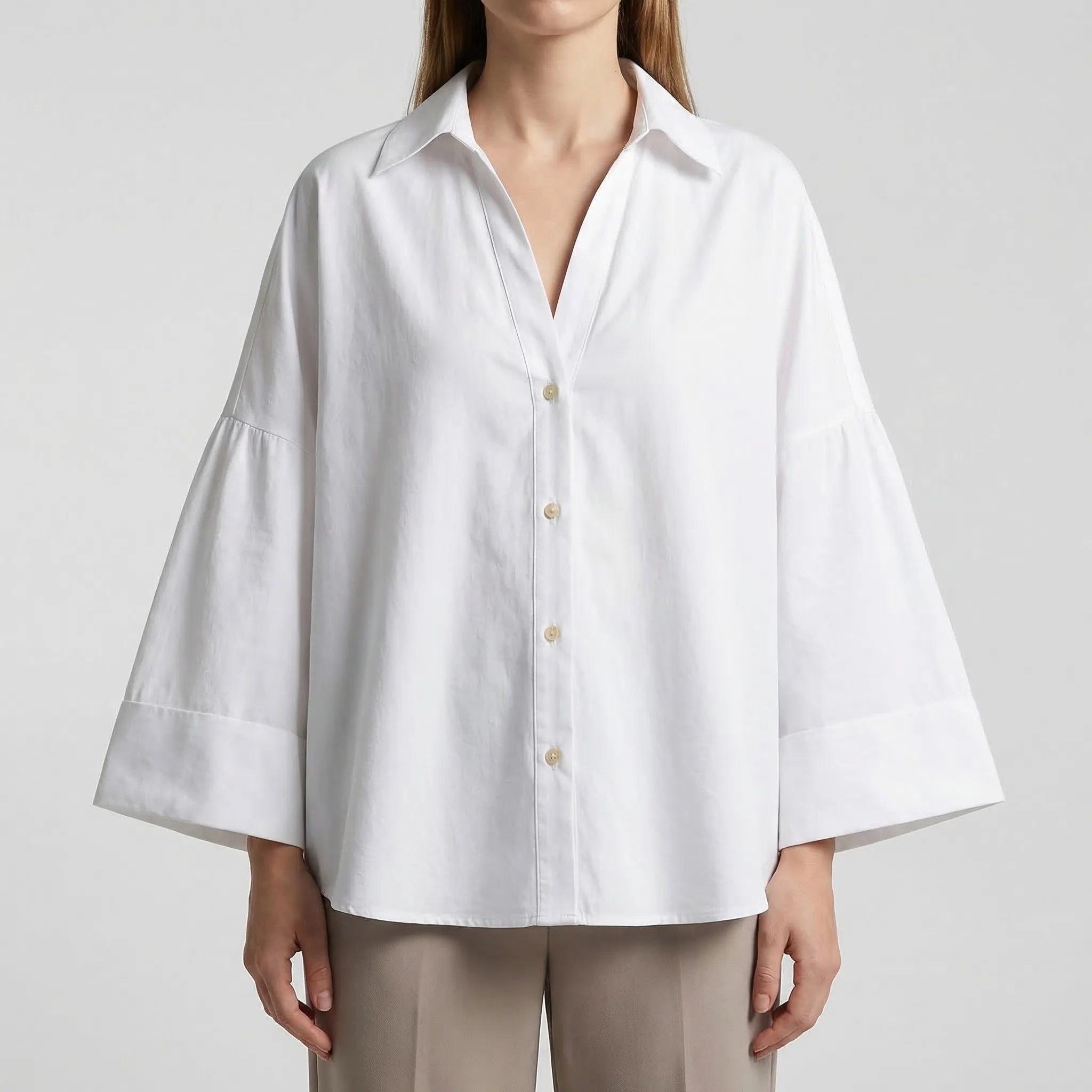 Nordspur | Blousette Long Sleeve V-Neck Loose Fit Blouse