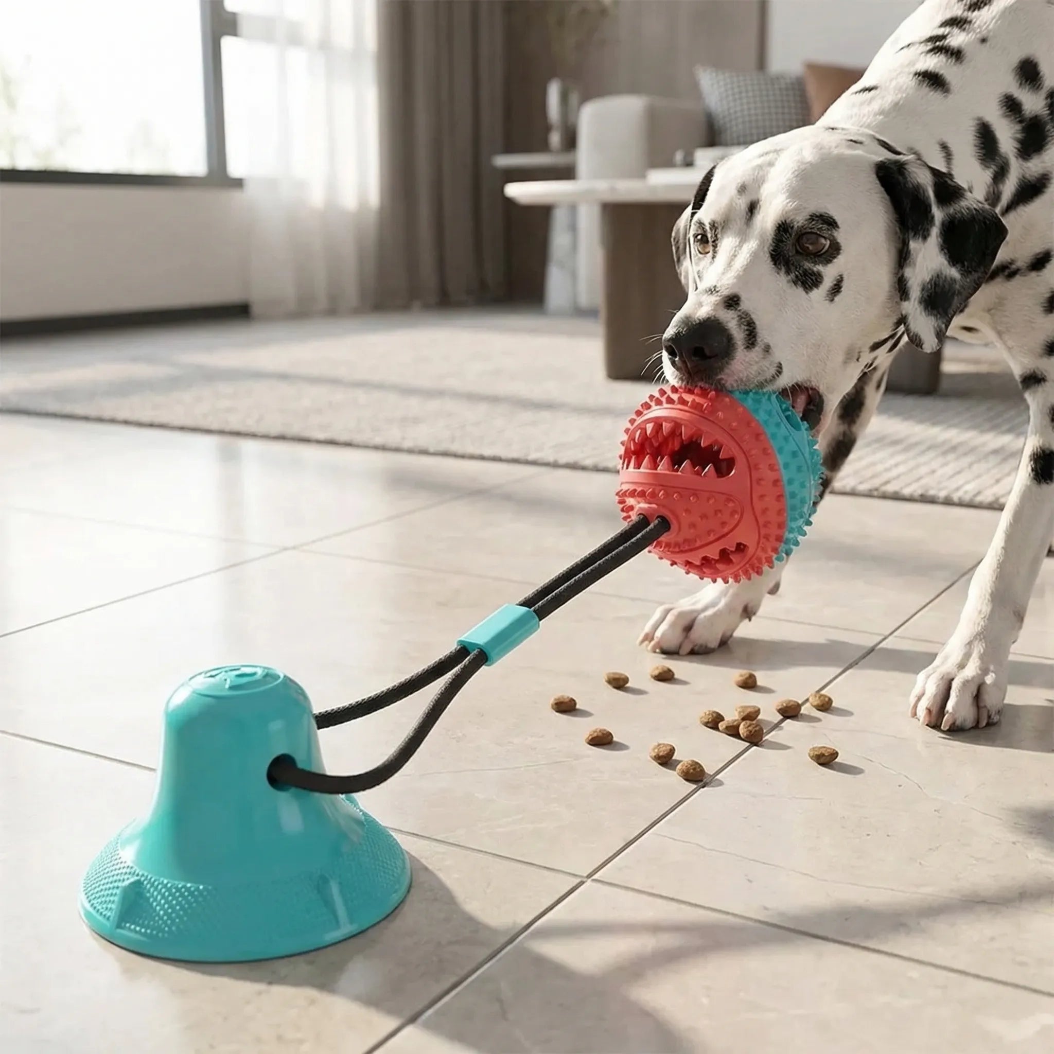 Saugnapf Zerrball Hundespielzeug für große Hunde mit Leckerli-Spender