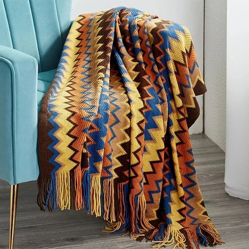 Nordspur | Knitted Geometric Throw Blanket