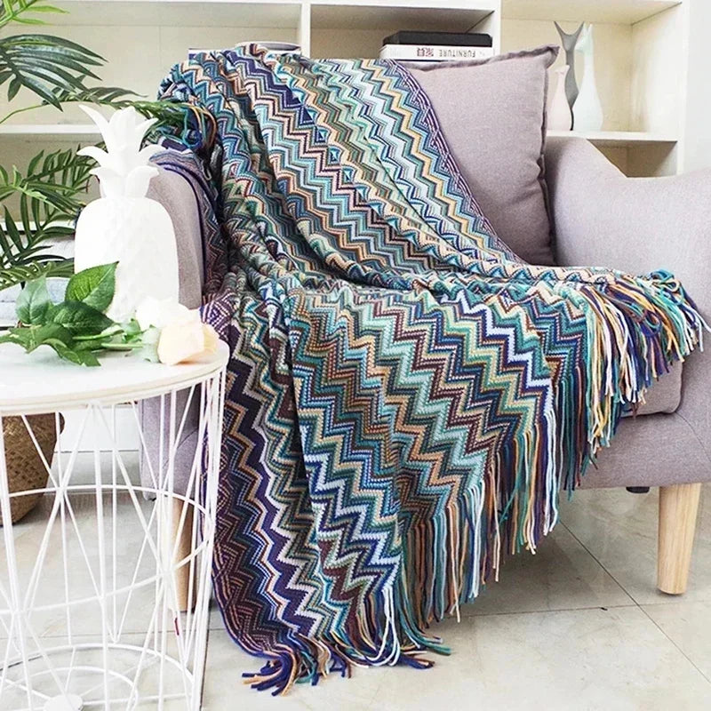 Nordspur | Knitted Geometric Throw Blanket