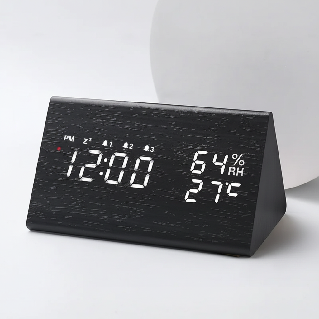 Nordspur | Lumibloom Wood Finish LED Alarm Clock