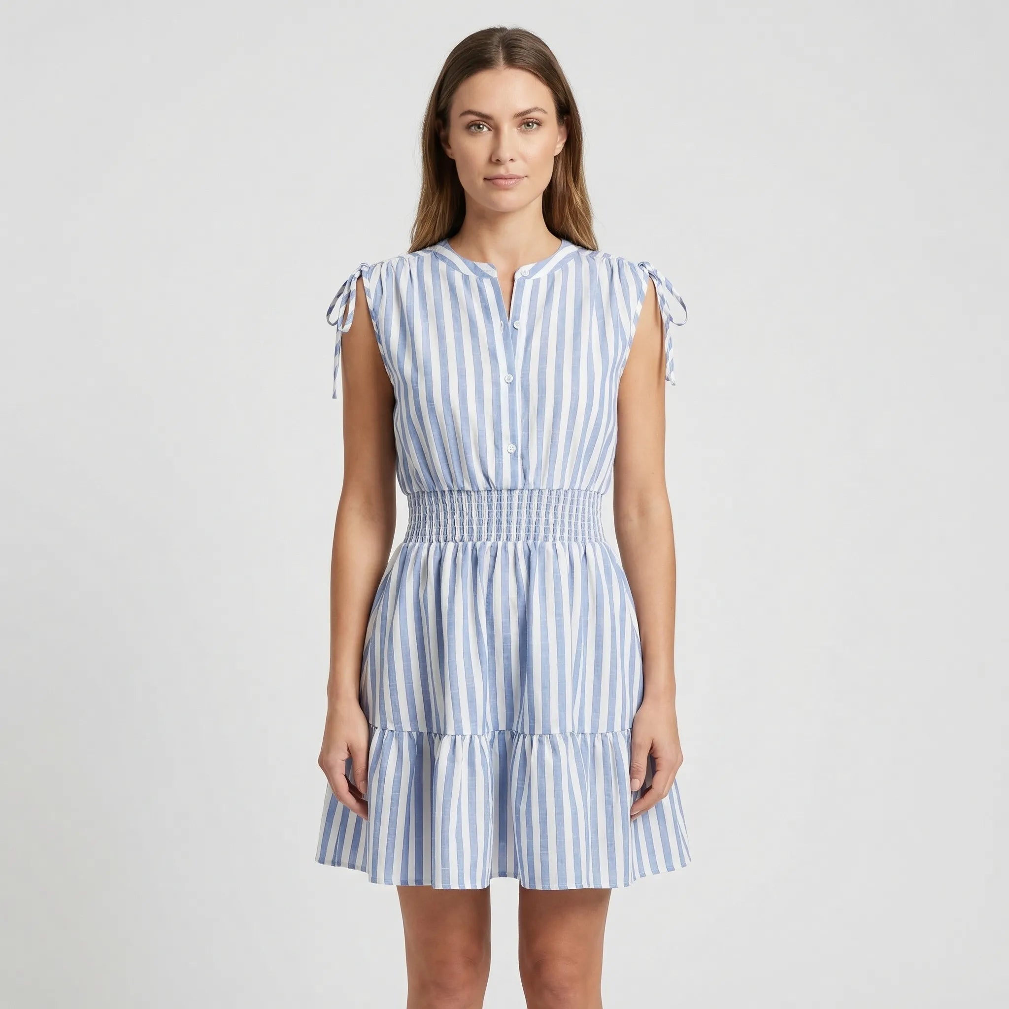 Nordspur | Nautiqua Striped Sleeveless Mini Dress With Smocked Waist