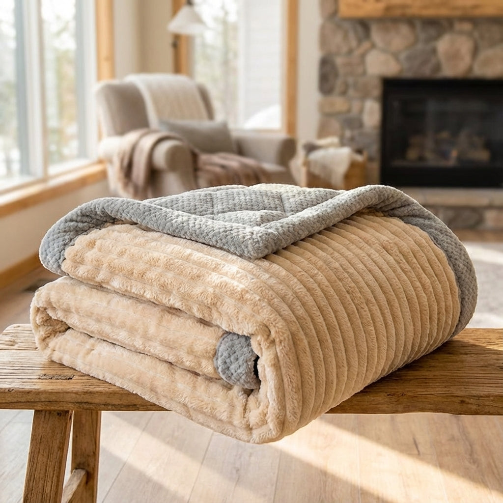 Nordspur | Plushora Striped Plush Throw Blanket