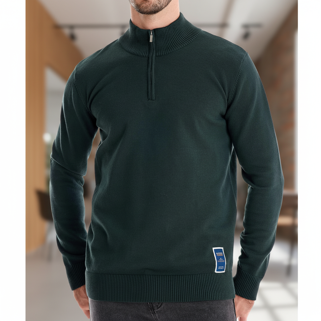 Nordspur | Quarter Zip Cotton Sweater