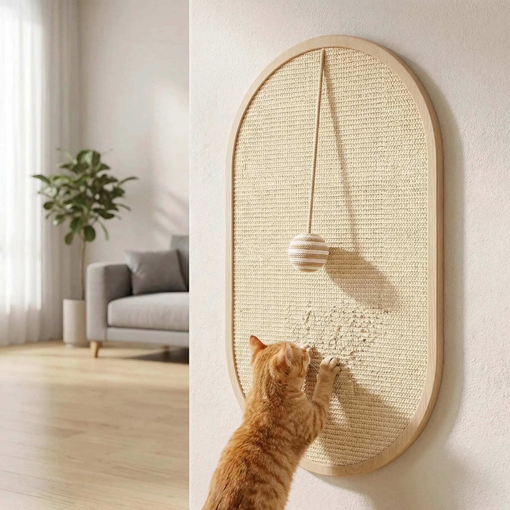 Nordspur | Scratchly Wall-Mounted Sisal Scratching Panel With Toy