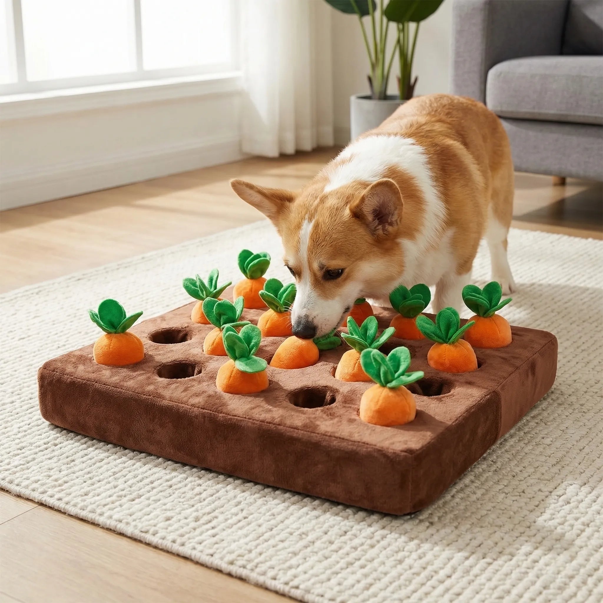 Schnüffelmatte für Hunde und Katzen mit versteckten Leckerli-Taschen