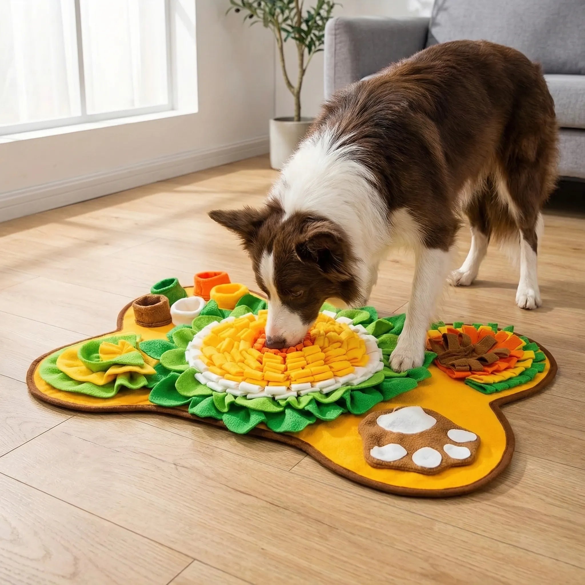 Interaktive Schnüffelmatte für Hunde in Knochenform mit Quietschspielzeug