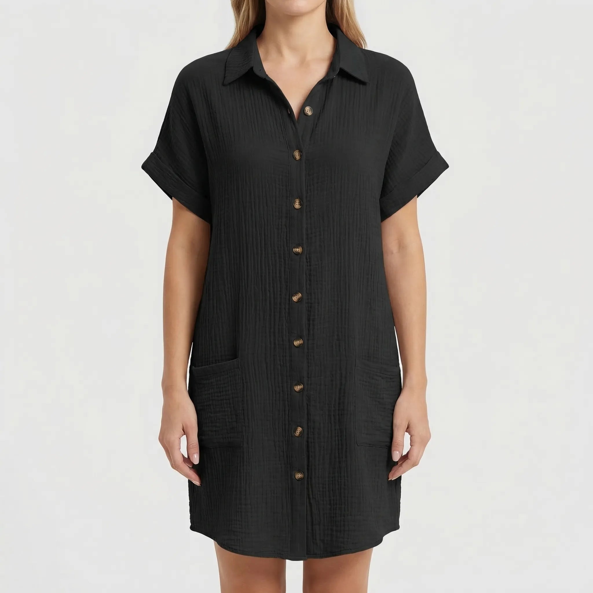 Nordspur | Summrel Button-Front Collared Mini Shirt Dress
