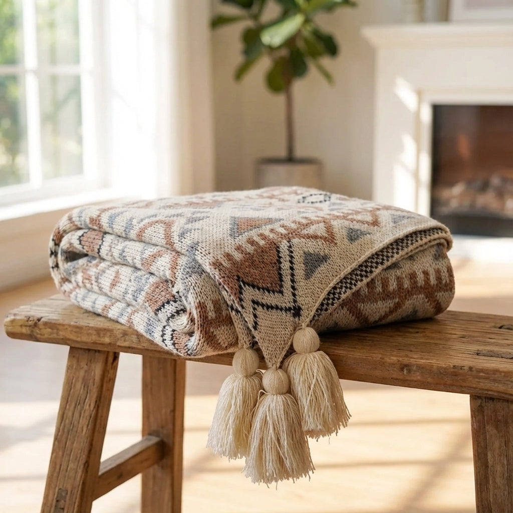 Nordspur | Tasselune Knitted Tassel Throw Blanket