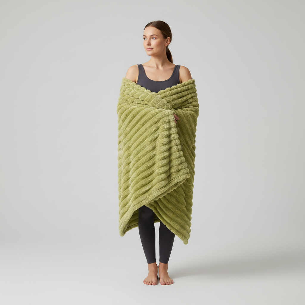 Nordspur | Thick Striped Coral Fleece Blanket