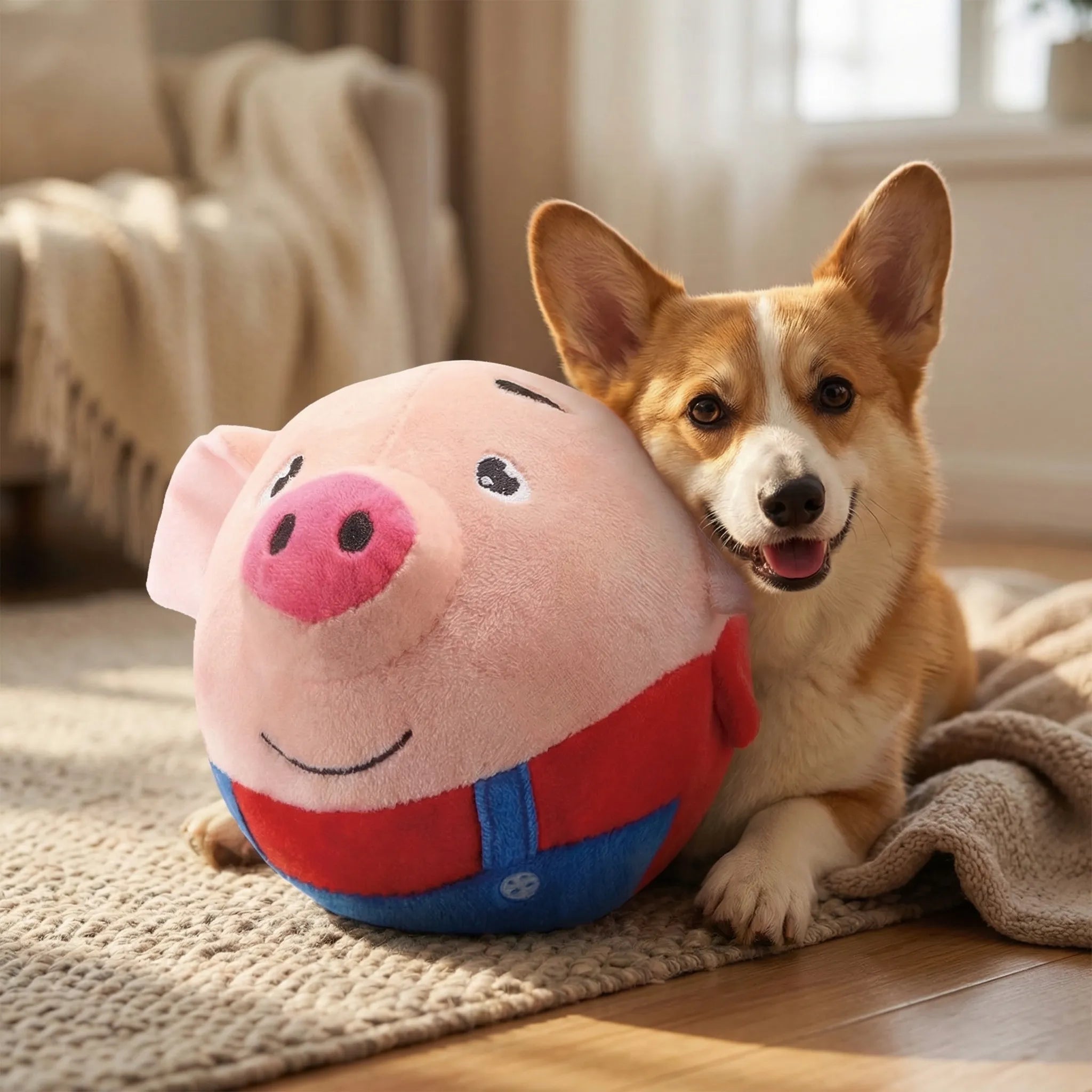 Selbstbewegliches Plüsch-Hundespielzeug mit Quietscher für kleine Hunde
