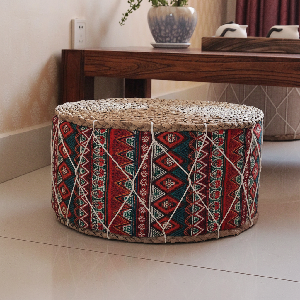 Nordspur | Zafurova Round Woven Floor Pouf