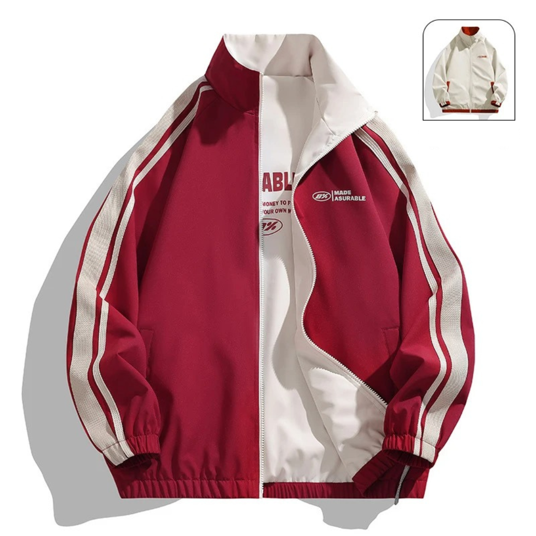 Unisex Windproof Reversible Track Jacket – Zip-Up Shell