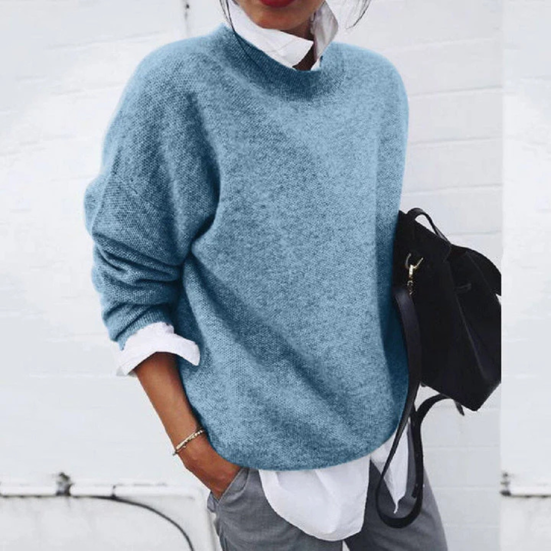 Women’s Soft Cashmere-Look Knit Sweater – Crew Neck Jumper