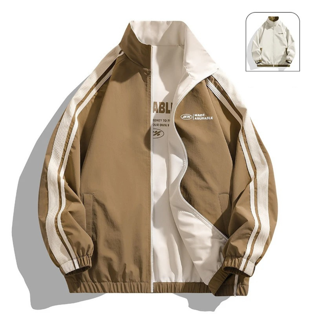 Unisex Windproof Reversible Track Jacket – Zip-Up Shell