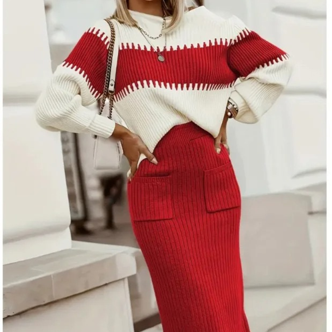 Women's Knitted Sweater Skirt Set – CurveKnit Vest Co-Ord