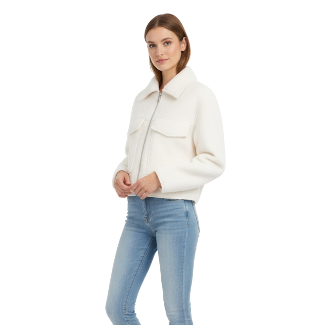 Women’s Zip-Up Fleece Jacket – Westmere SoftWool Pocket Coat