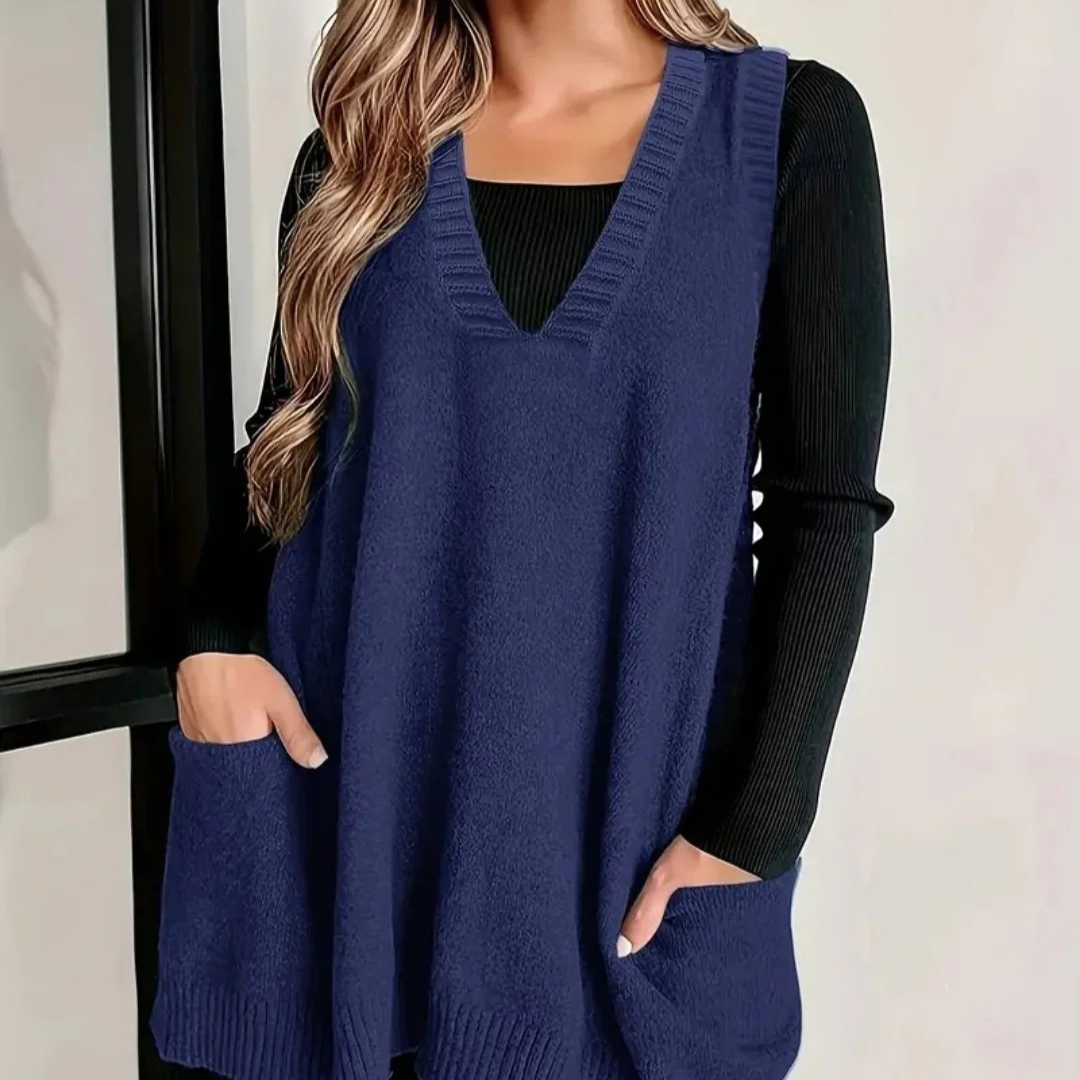 Knit Vest with Pockets & V-Neck – AutumnEase Vest