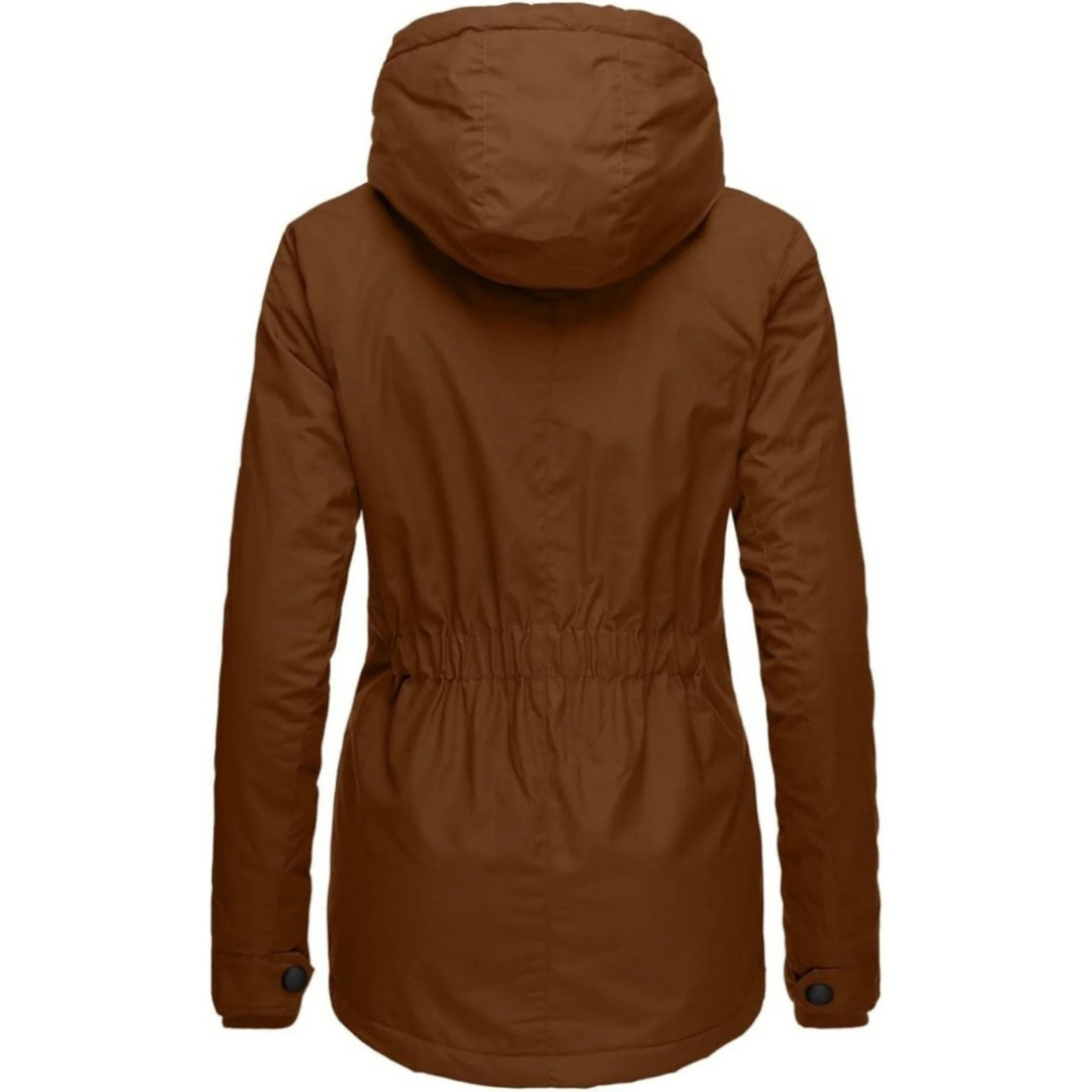 Women’s Fleece-Lined Hooded Jacket with Long Fit – Winter Coat