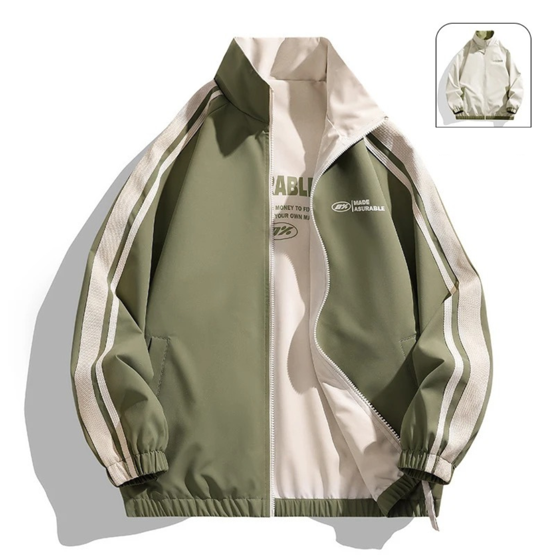 Unisex Windproof Reversible Track Jacket – Zip-Up Shell