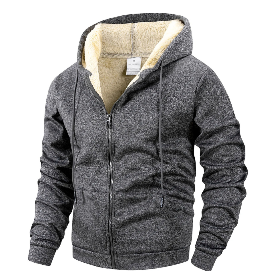Men’s Thermal Fleece Zip-Up Hoodie – Warm Sherpa-Lined Winter Jacket