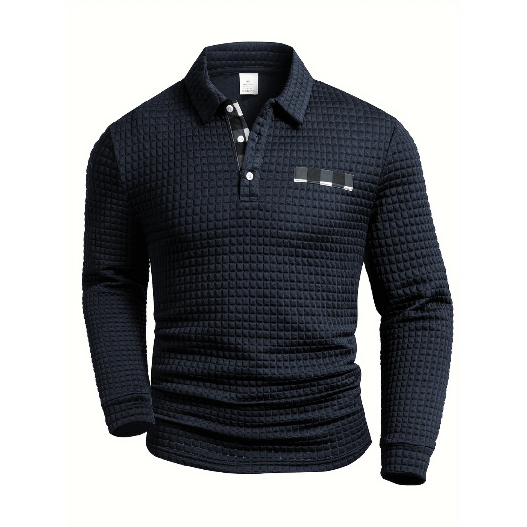Men's Long Sleeve Knit Sweater Polo – GridWeave Vest Top