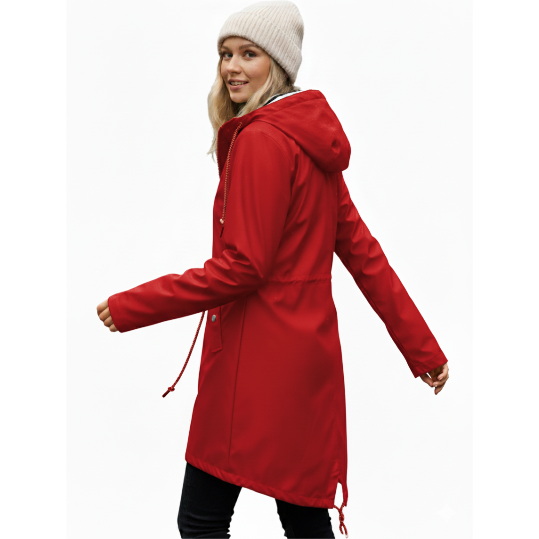 Women’s Long Waterproof Raincoat with Hood – Lightweight Casual Coat