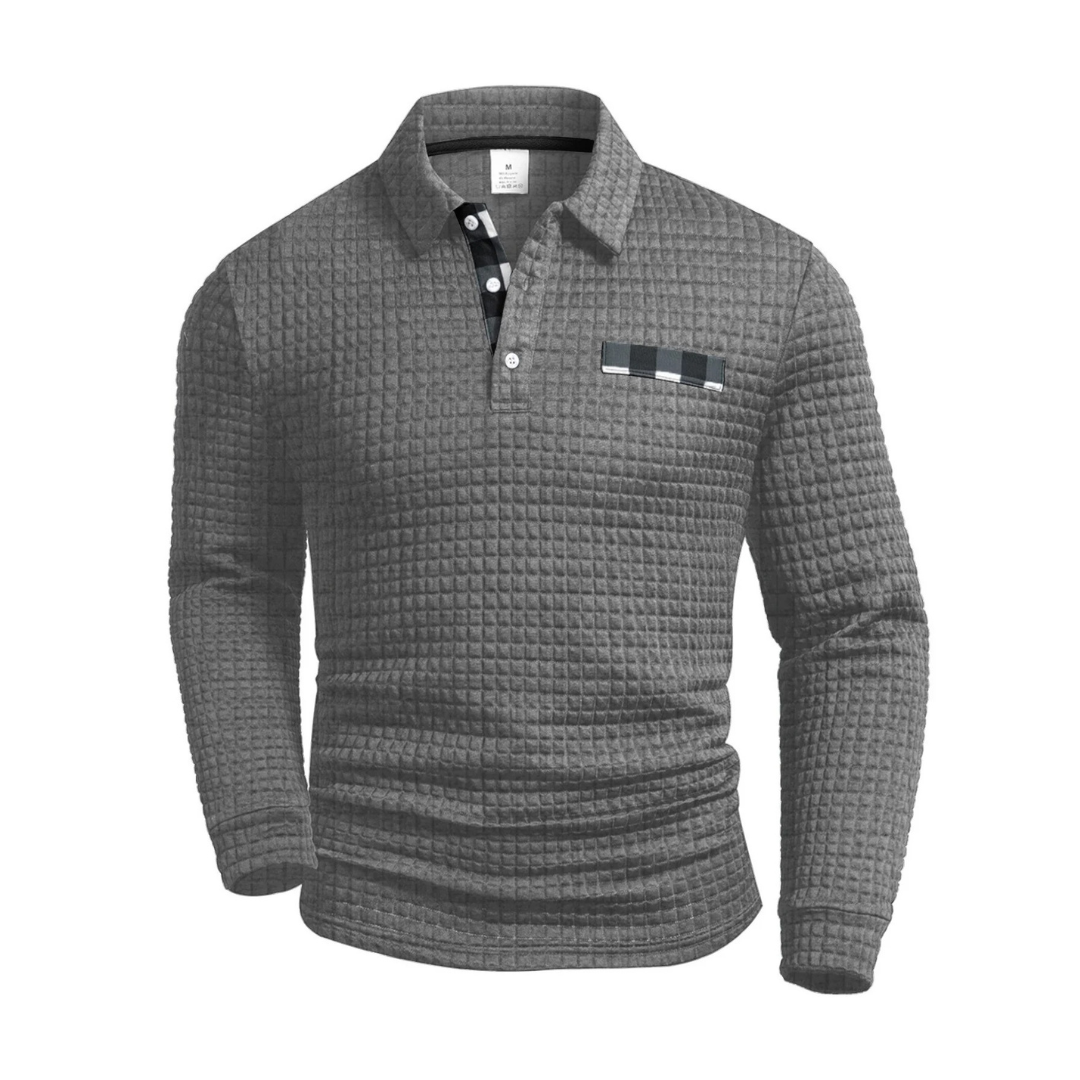 Men's Long Sleeve Knit Sweater Polo – GridWeave Vest Top