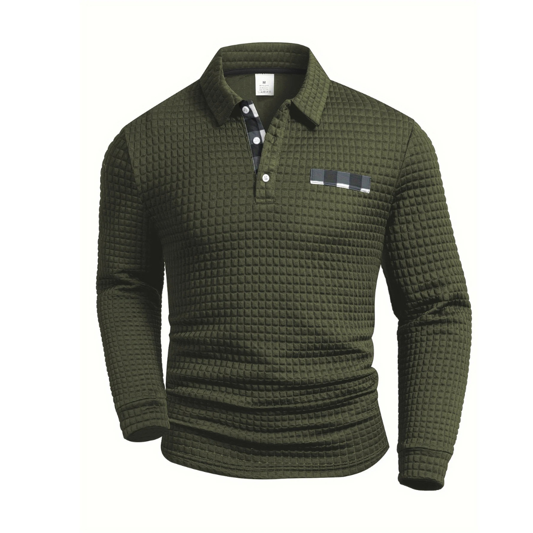 Men's Long Sleeve Knit Sweater Polo – GridWeave Vest Top