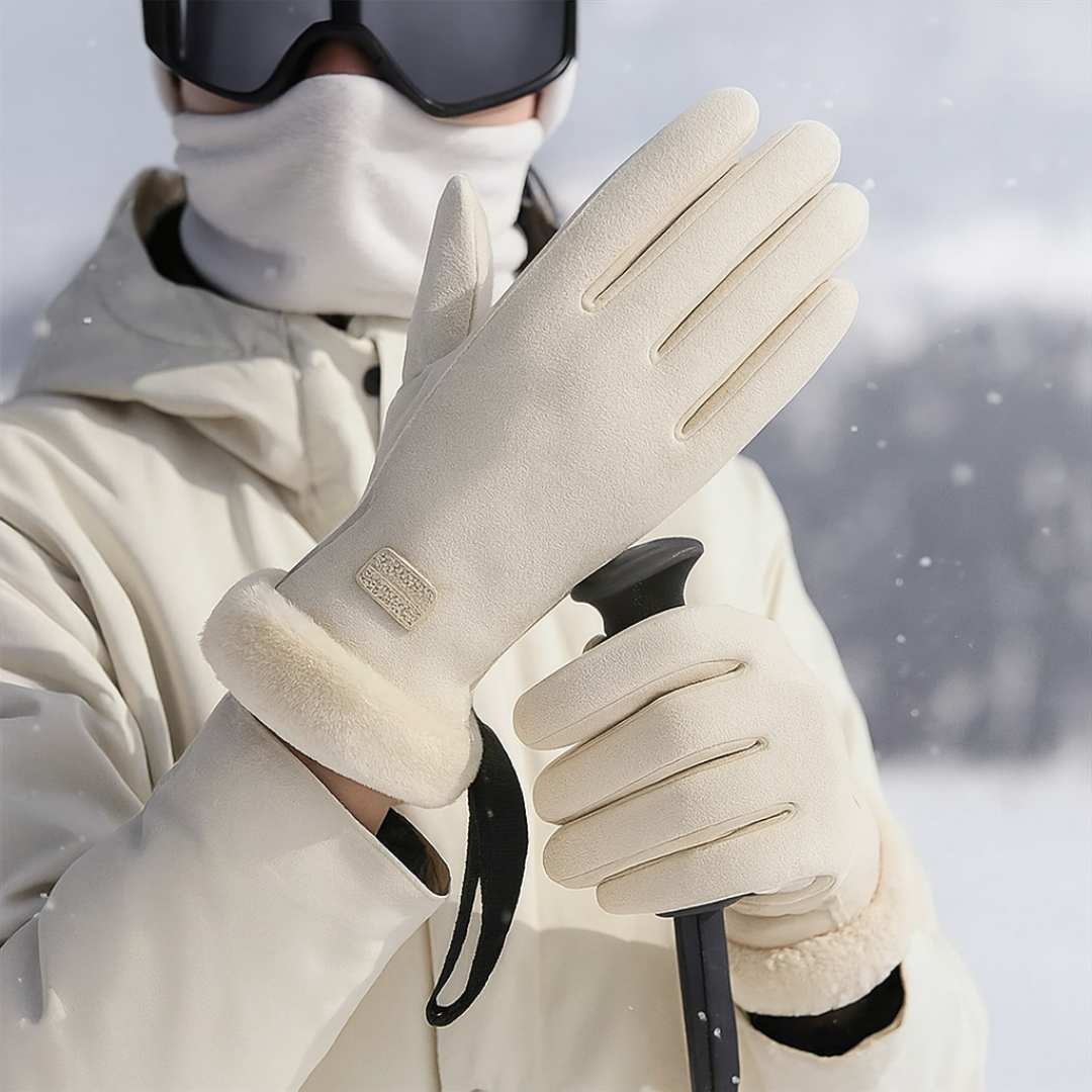 Touchscreen Gloves with Plush Lining – WinterGrip Beige