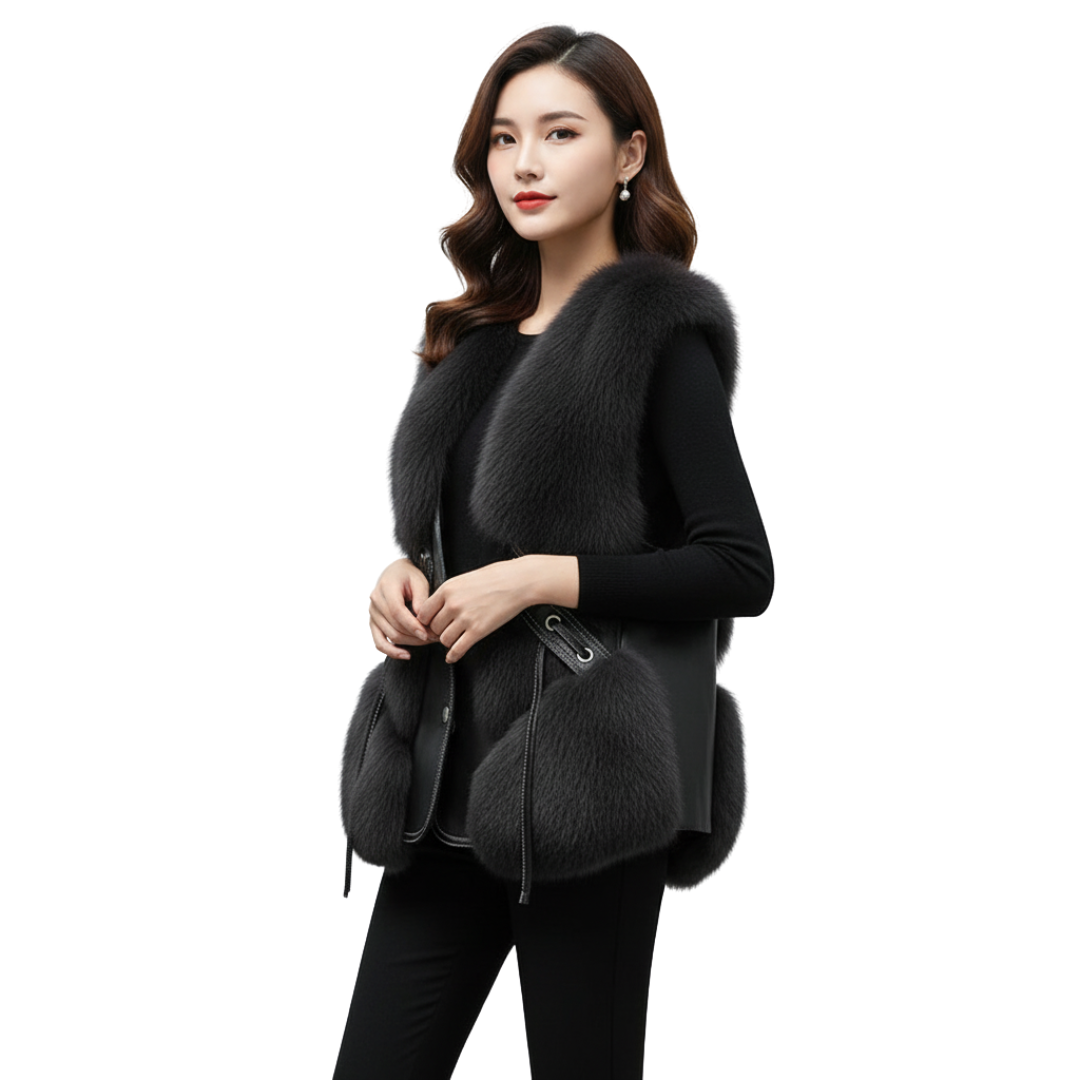 Women’s Faux Fur & Leather Contrast Vest