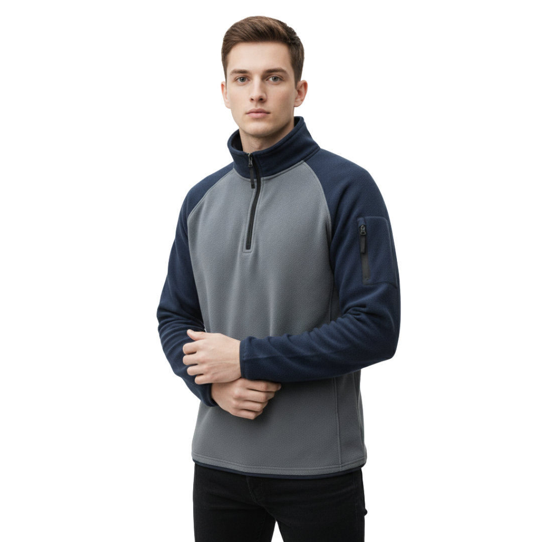 Men’s Half-Zip Two-Tone Fleece Pullover