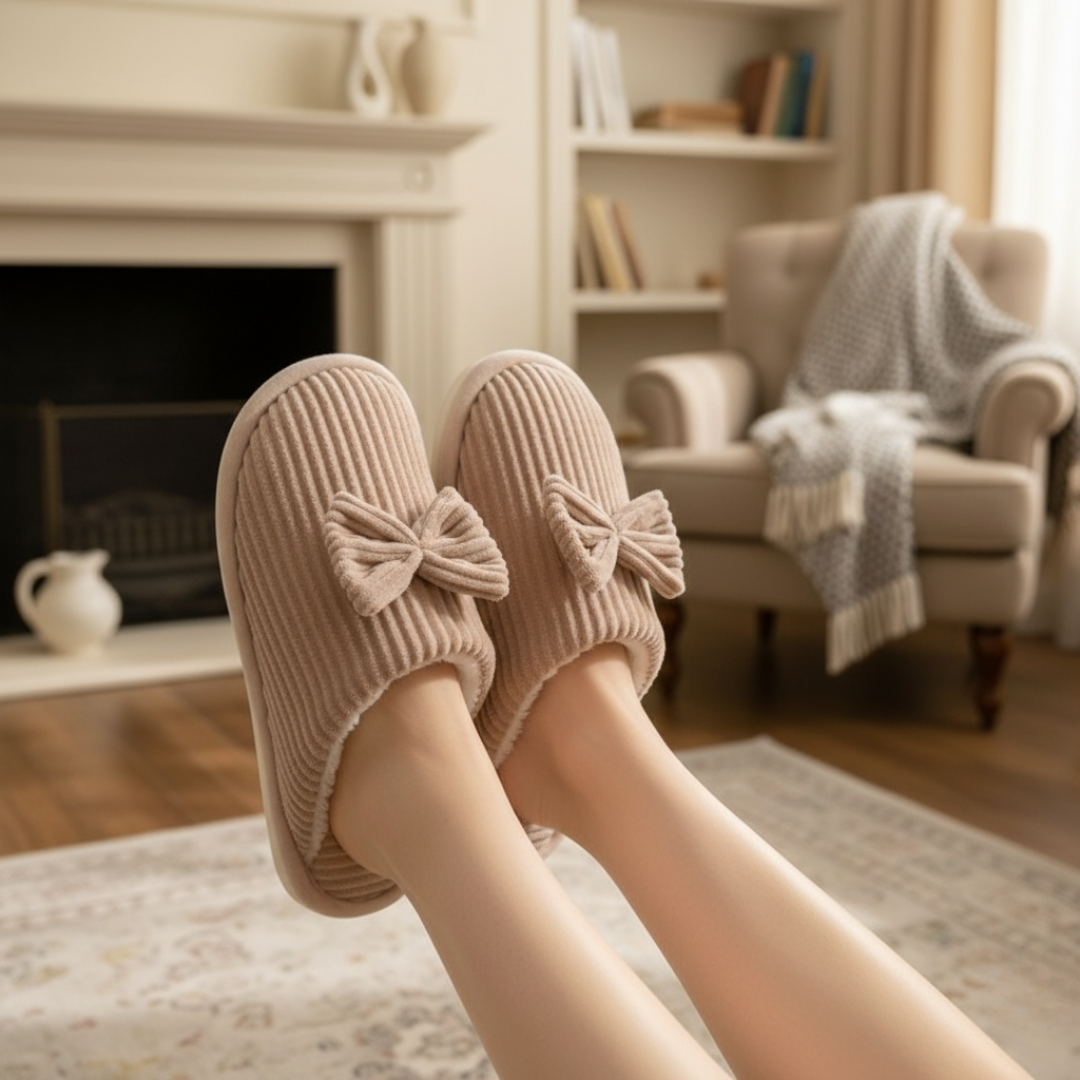 Slipper for Women – BowLuxe Corduroy Indoor Winter Slippers