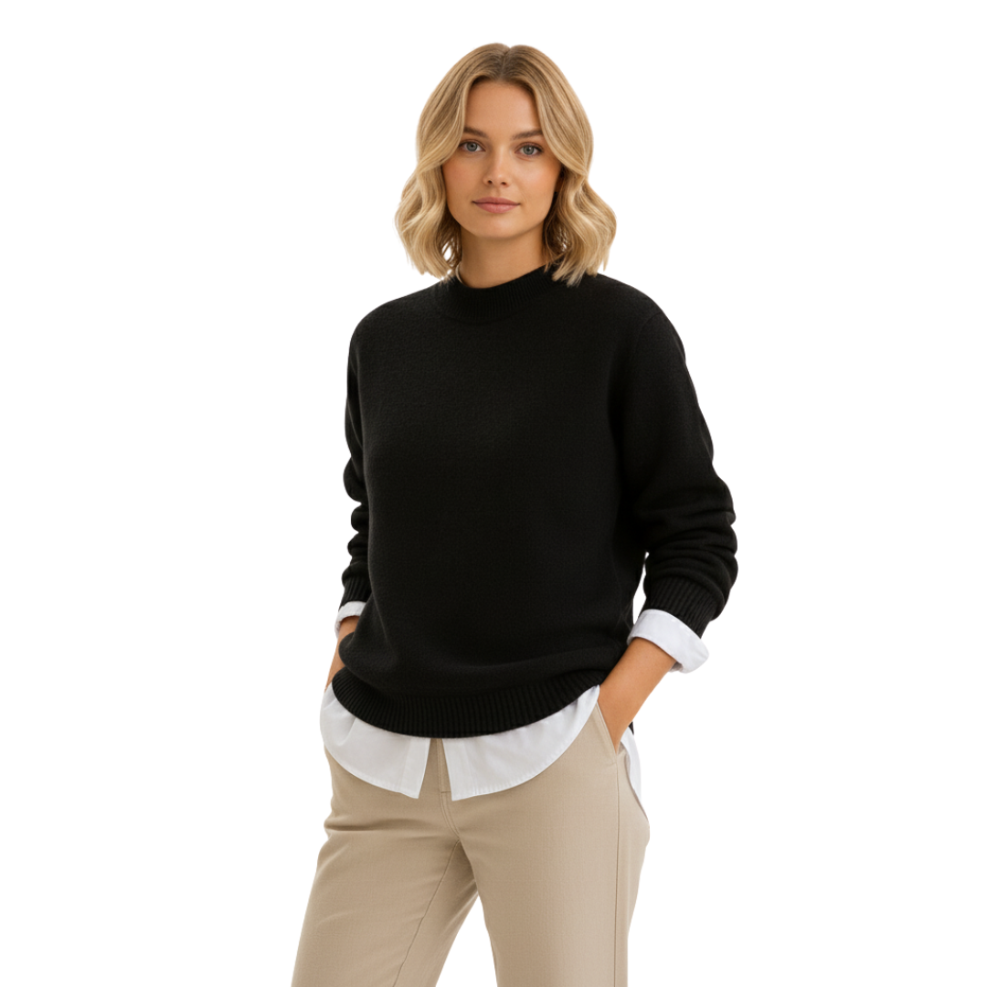Women’s Soft Cashmere-Look Sweater – Crew Neck Knit Jumper