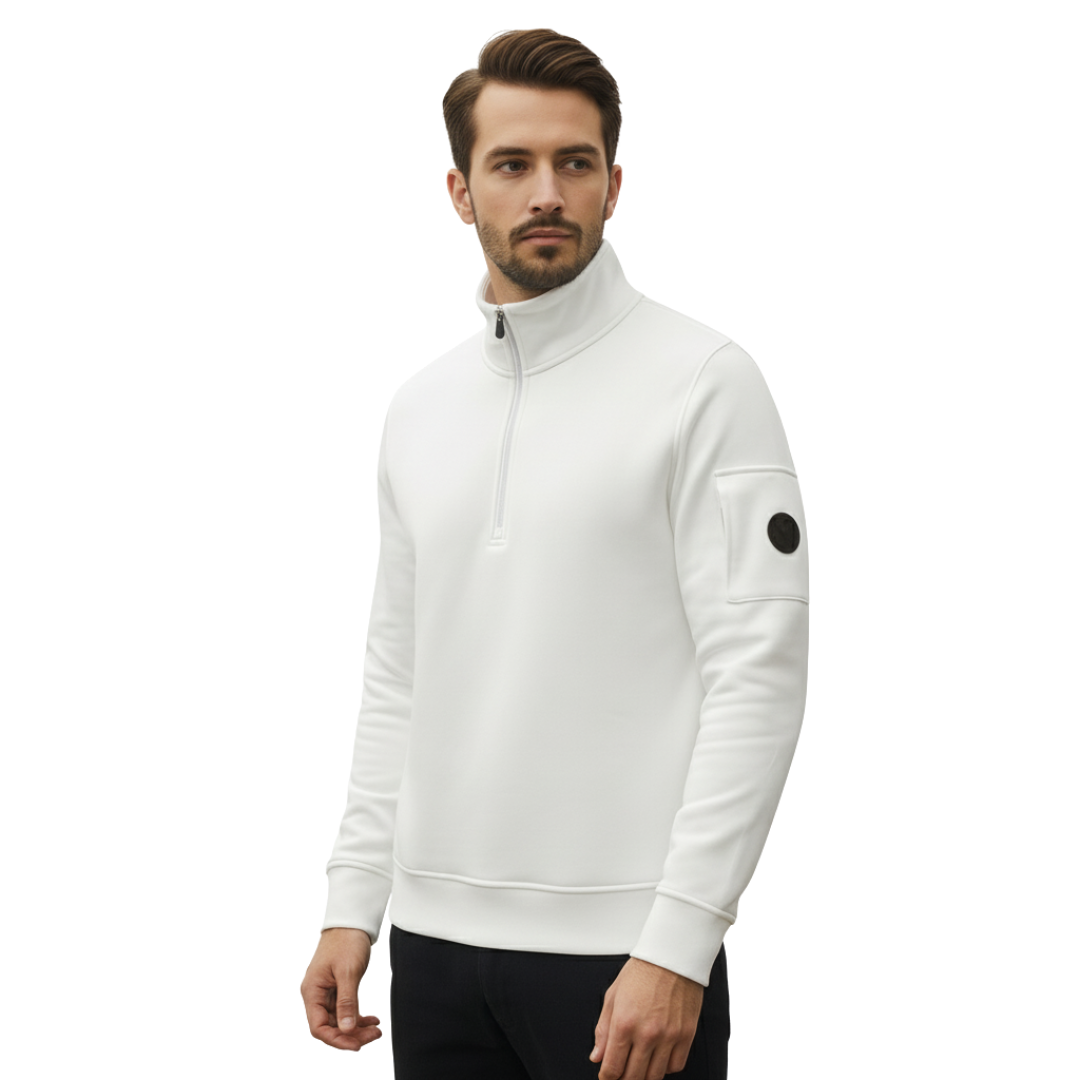 Men’s Half-Zip Fleece Hoodie with Sleeve Pocket –  Pullover