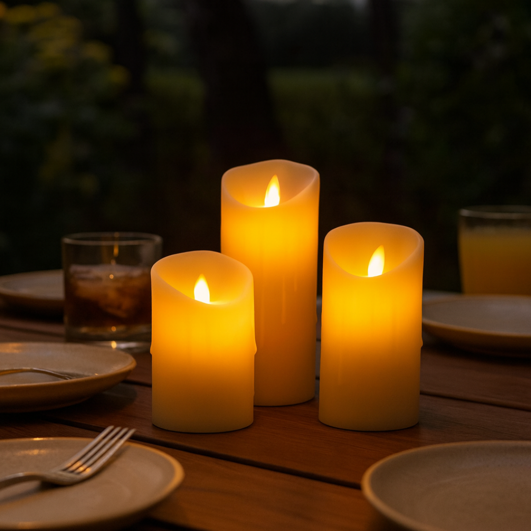 LED Flameless Candle Set with Remote Control – GlowLuxe Trio