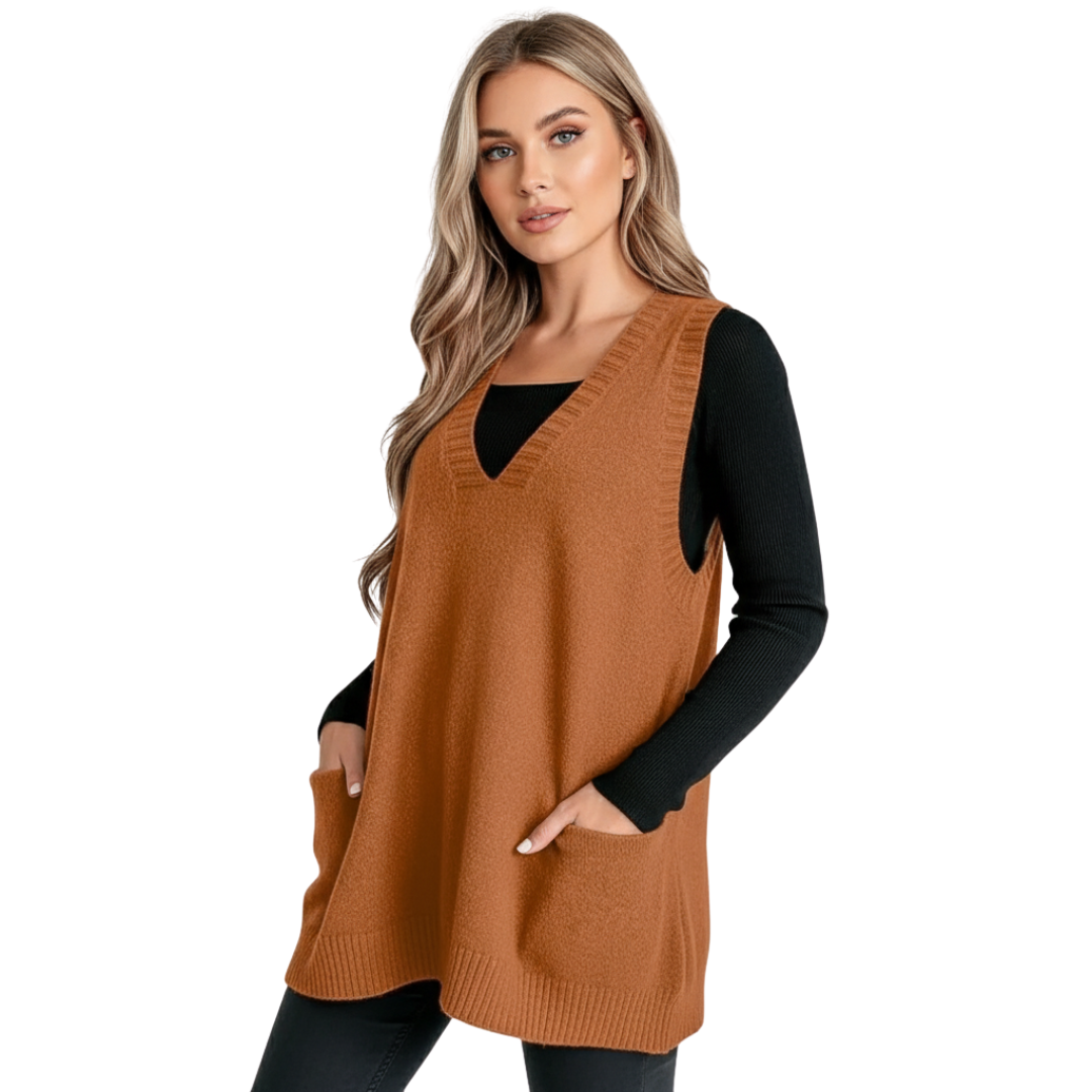 Women’s V-Neck Vest with Pockets