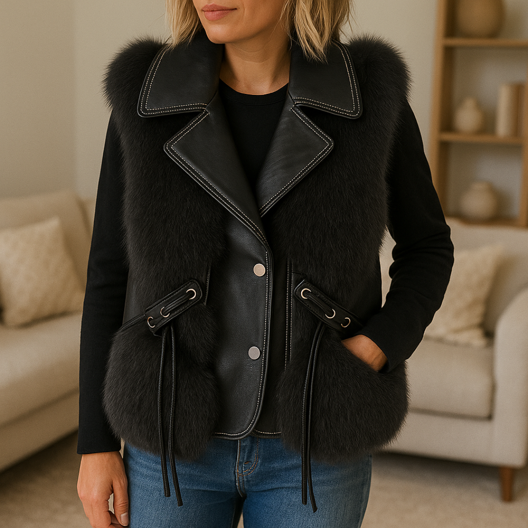 Vest with Faux Fur & Leather Contrast – Nereida Empress SweaterVest