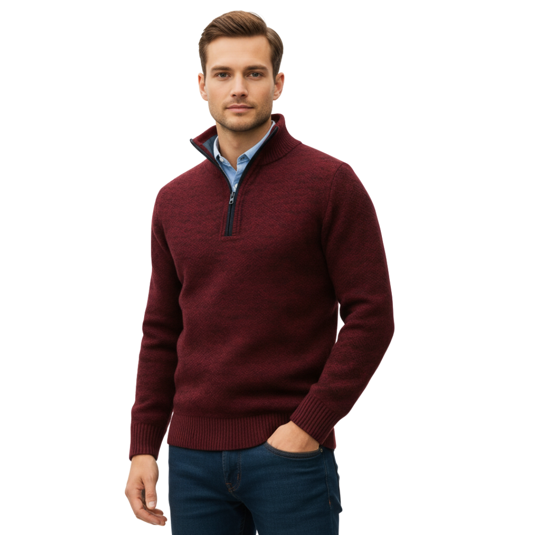 Men’s Half-Zip Knitted Fleece Sweater – Pullover